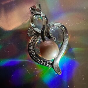 Genuine South sea 8-9mm silver plated pendant